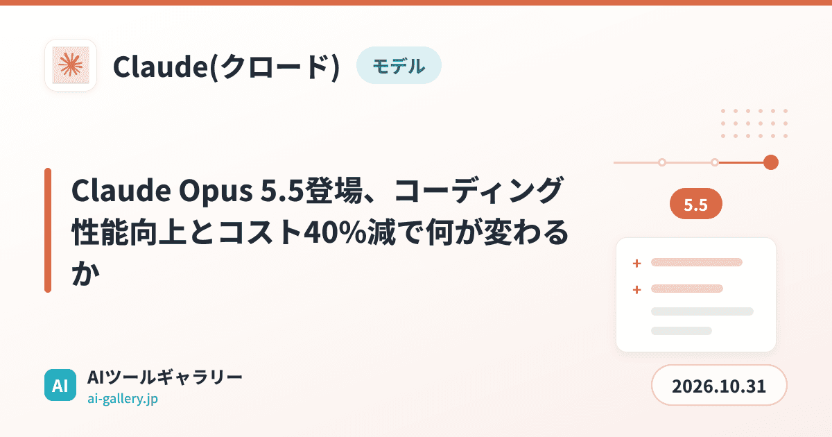 Claude Opus 5.5登場、コーディング性能向上とコスト40%減で何が変わるか