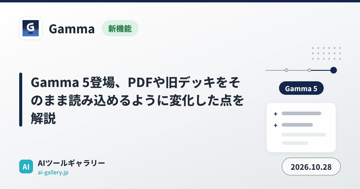 Gamma 5登場、PDFや旧デッキをそのまま読み込めるように変化した点を解説