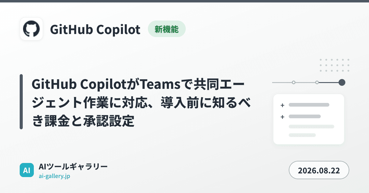 GitHub CopilotがTeamsで共同エージェント作業に対応、導入前に知るべき課金と承認設定