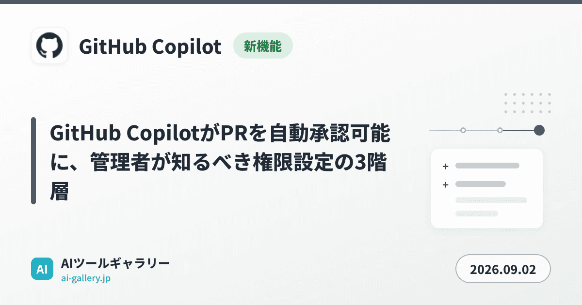 GitHub CopilotがPRを自動承認可能に、管理者が知るべき権限設定の3階層