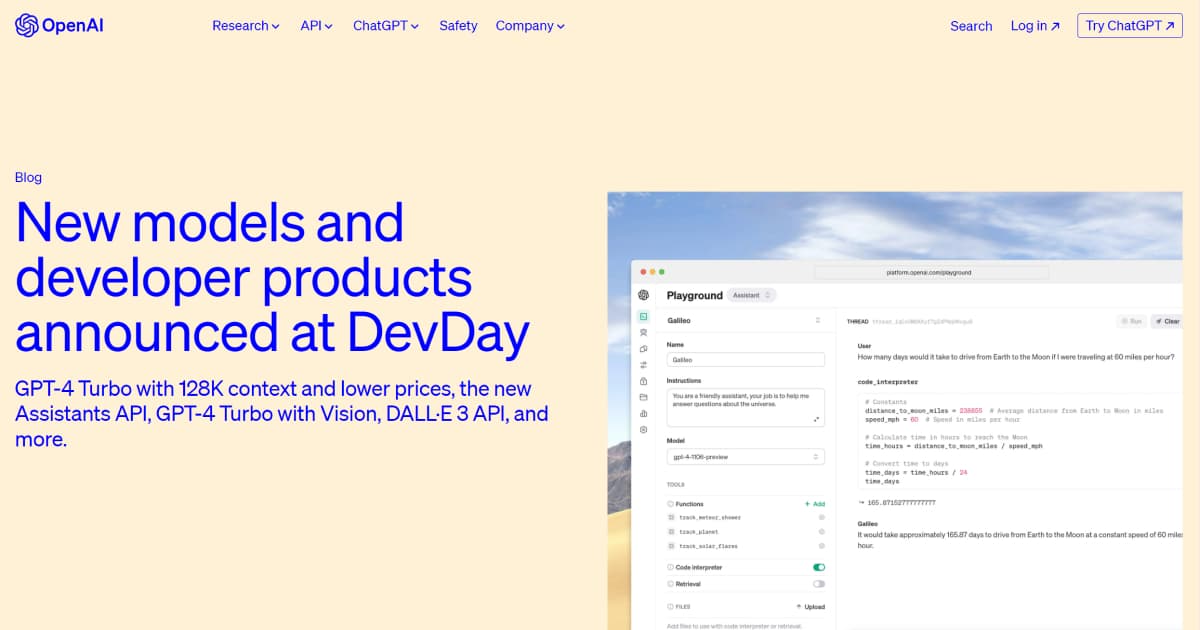 OpenAI、開発者イベント「DevDay」で新モデル「GPT-4 Turbo」を発表