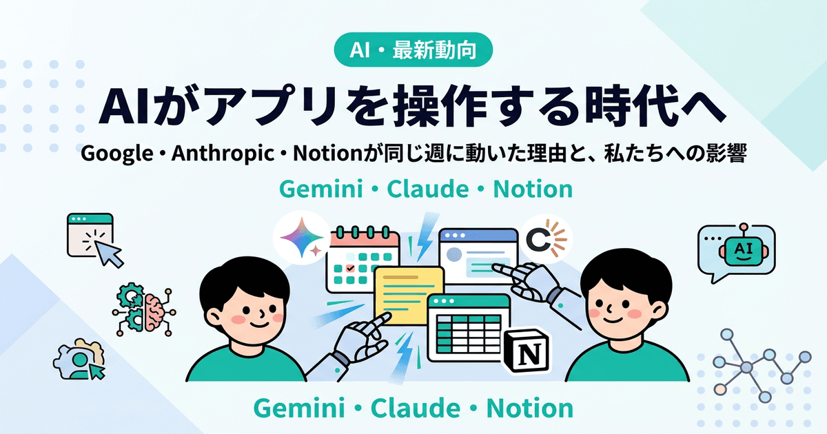 AIがアプリを操作する時代へ ― Google・Anthropic・Notionが同じ週に動いた理由と、私たちへの影響