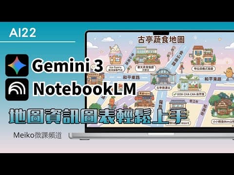 AI22 | 【超炸裂】Gemini 3 &amp; NotebookLM 直接生成高質感中文"地圖型資訊圖表" | Nano Banana Pro | #meiko微課頻道
