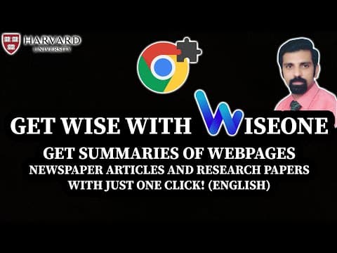 Wiseone: Personal AI Researcher for Faster and Smarter Work - Smartest Chrome Extension Ever.