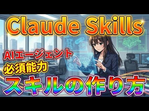【必須】Claude Skills（スキル）の作り方を徹底解説！超簡単なプロンプトも公開！AIエージェントの必須能力をAIに付与！これでバイブコーディングもAIライティングもバッチリ！