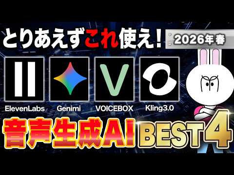 【知らないと損】動画生成で失敗しない音声AIの選び方…最新ツールを徹底比較！【2026年・最新版】