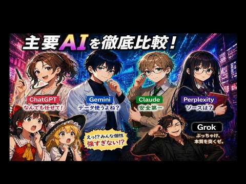 AIツール徹底比較！ChatGPT・Gemini・Claude・Perplexity・Grokの違いをゆっくり解説