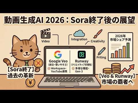 Sora終了で動画生成AIはどうなる？Veo・Runway比較2026