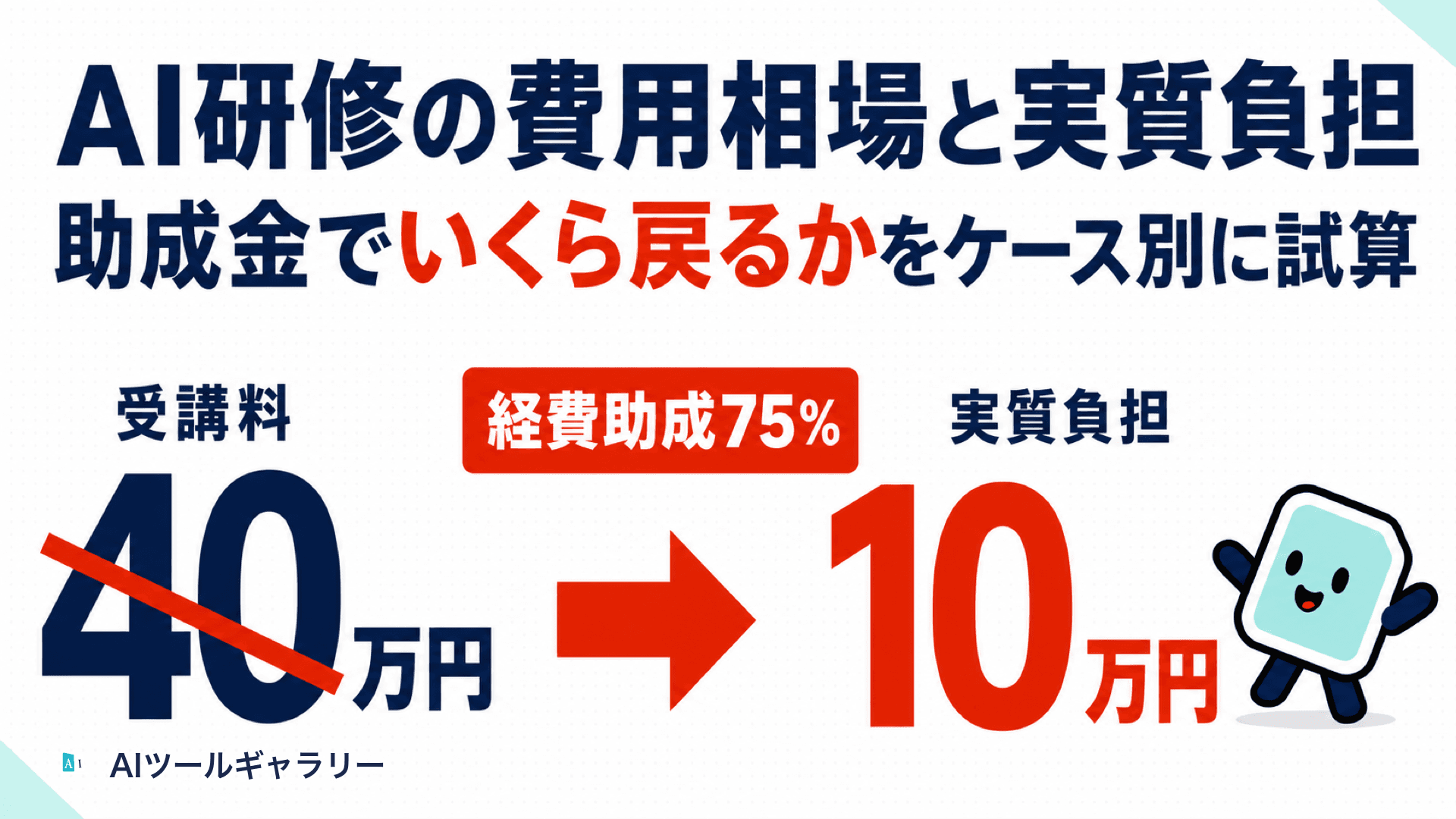 AI研修の費用相場と実質負担:助成金でいくら戻るかをケース別に試算