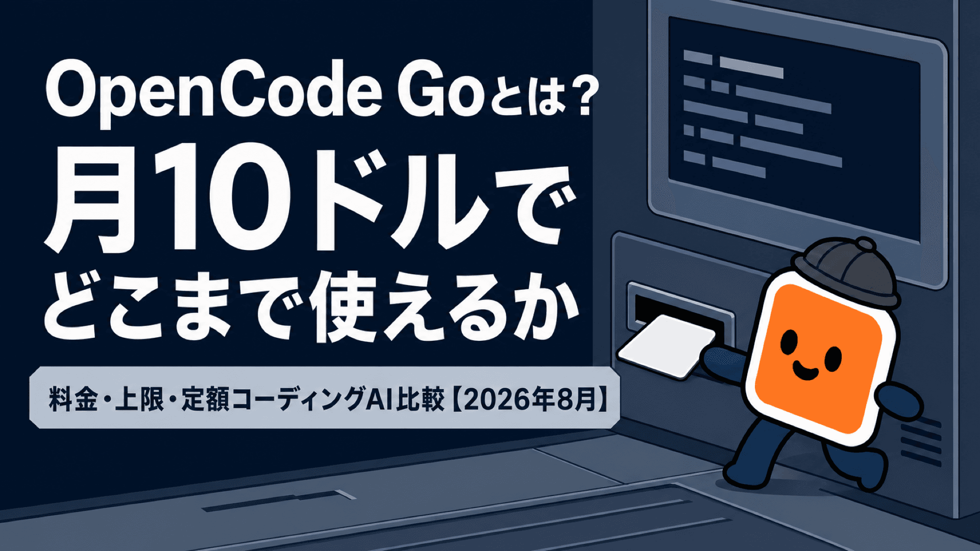 OpenCode Goとは?月10ドルでどこまで使えるか 料金・上限・定額コーディングAI比較【2026年8月】