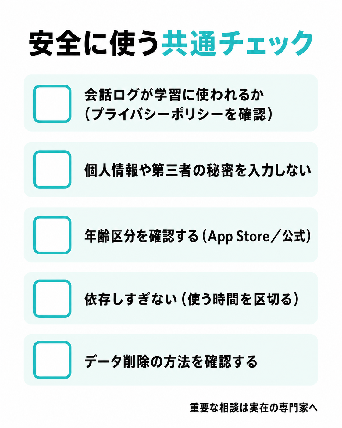 安全に使う共通チェックリスト